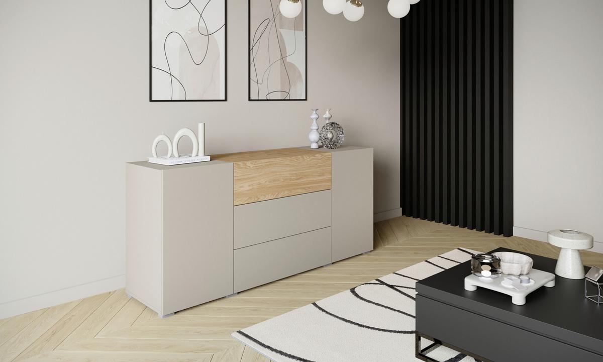 Sideboard 150cm Berlin 150 Kaschmir/Eichefarben - Kaschmir/Eichefarben, Design, Holzwerkstoff/Kunststoff (150/68/38,5cm) - P & B