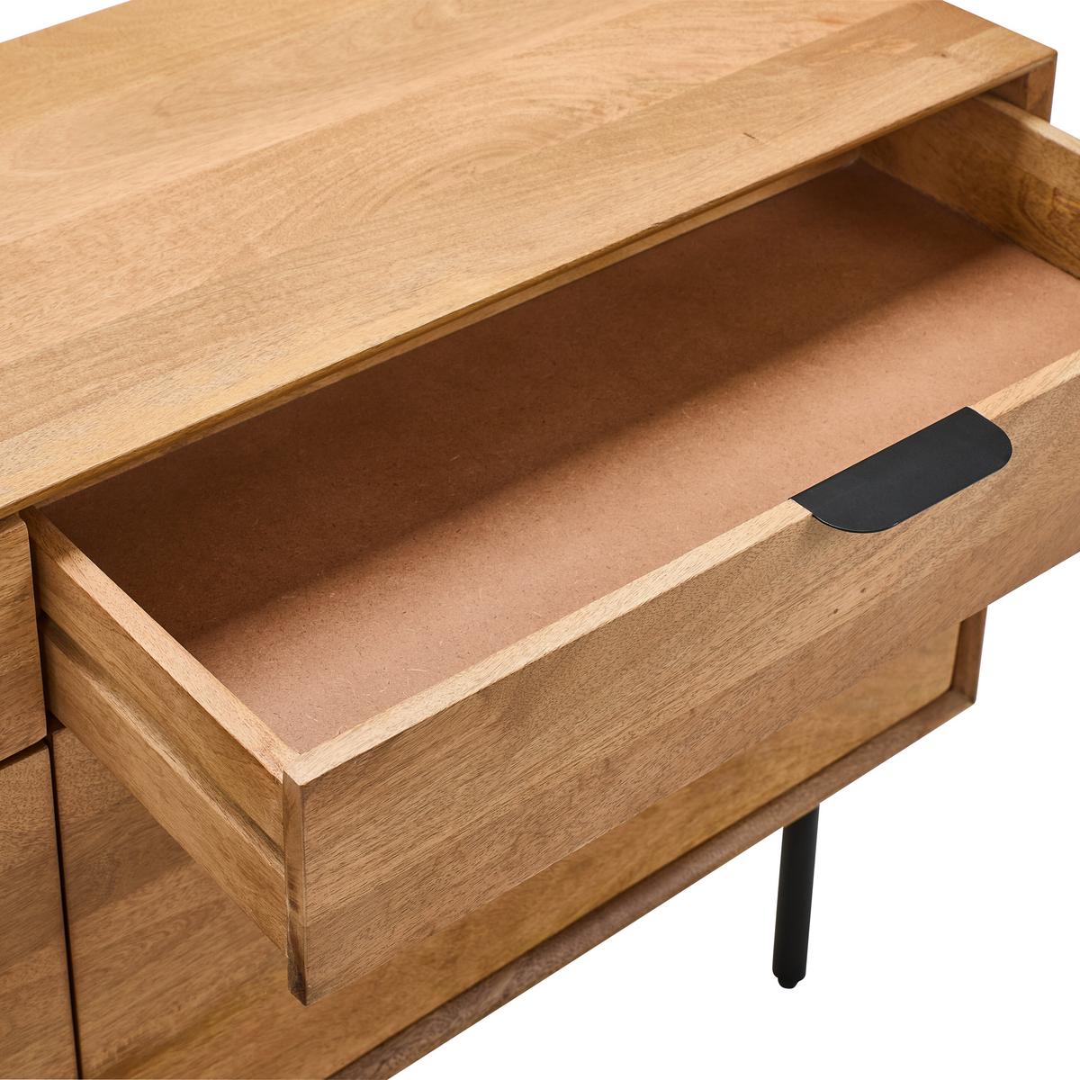 KOMODA SZEROKA SYLVIA - kolor naturalny/czarny, Lifestyle, metal/drewno (140/70/40cm) - Livetastic