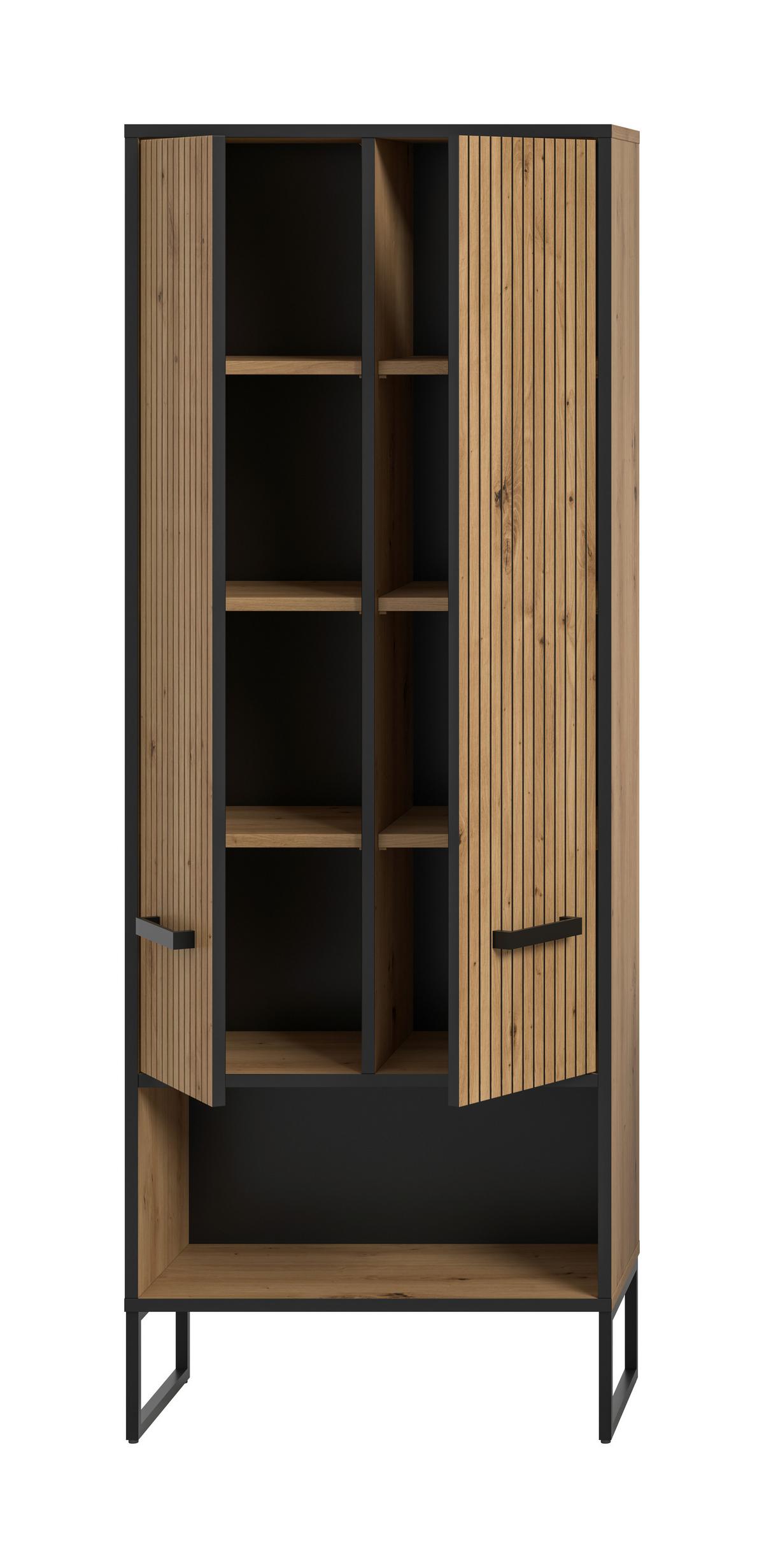 Hochschrank Bagno Eiche Artisan/Schwarz - Schwarz/Eiche Artisan, Trend, Holzwerkstoff/Kunststoff (59/159/32cm) - MID.YOU