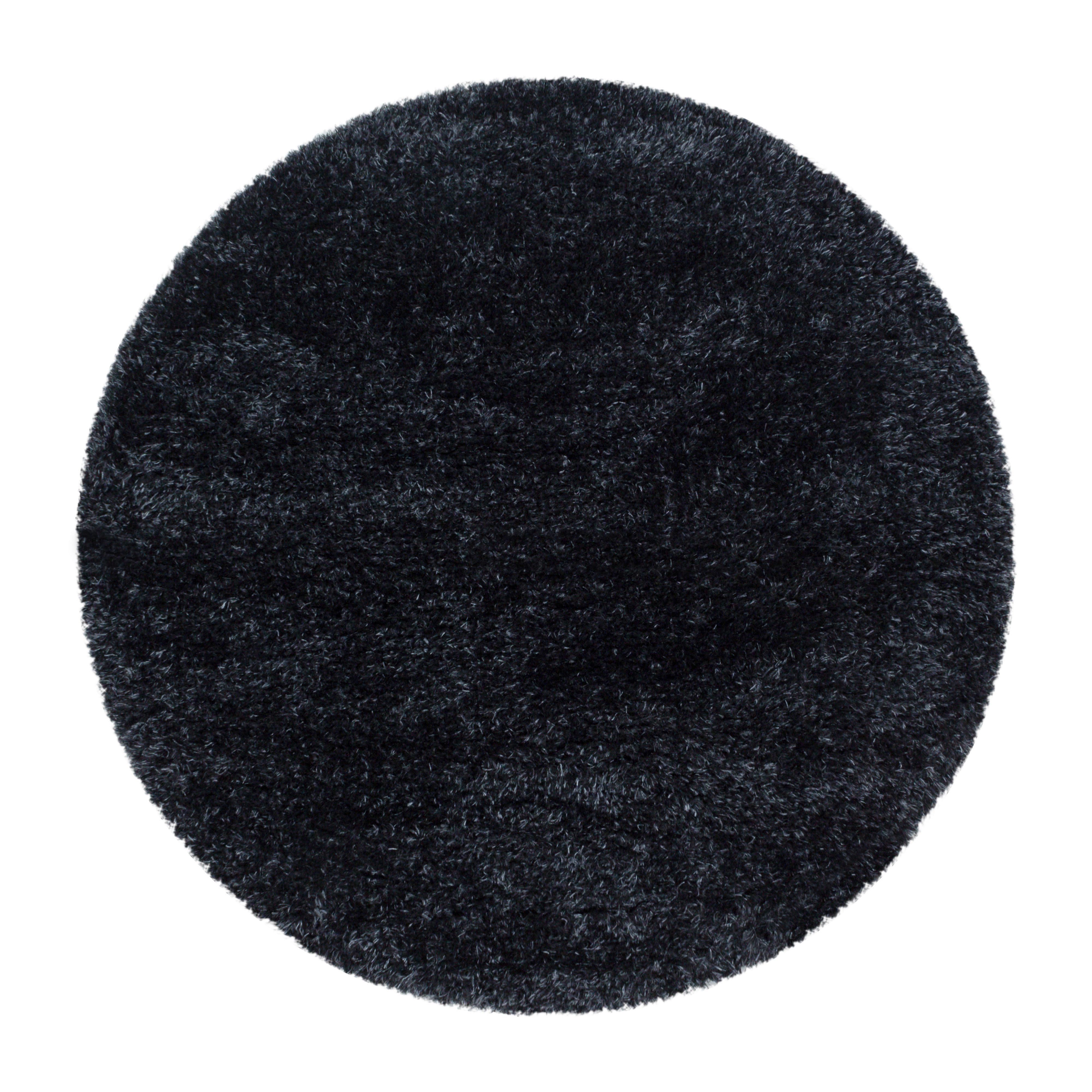 Hochflorteppich Brilliant Schwarz Ø ca. 200cm - Schwarz, Basics, Textil (200cm) - Novel