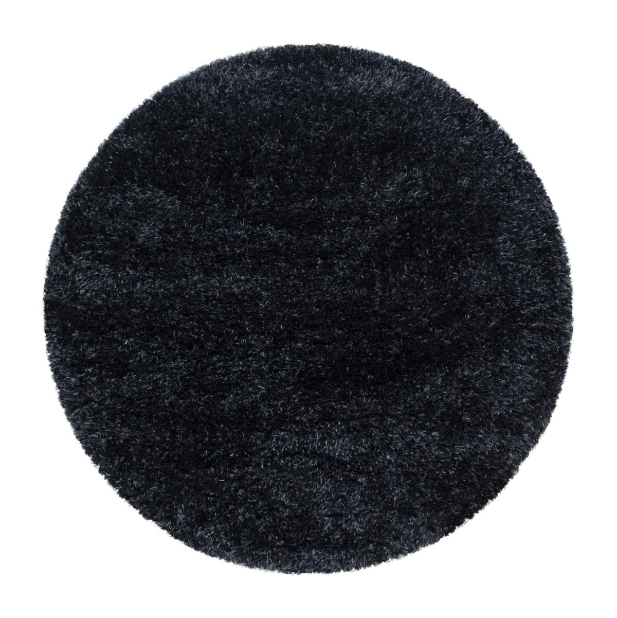 Hochflorteppich Brilliant Schwarz Ø ca. 200cm - Schwarz, Basics, Textil (200cm) - Novel