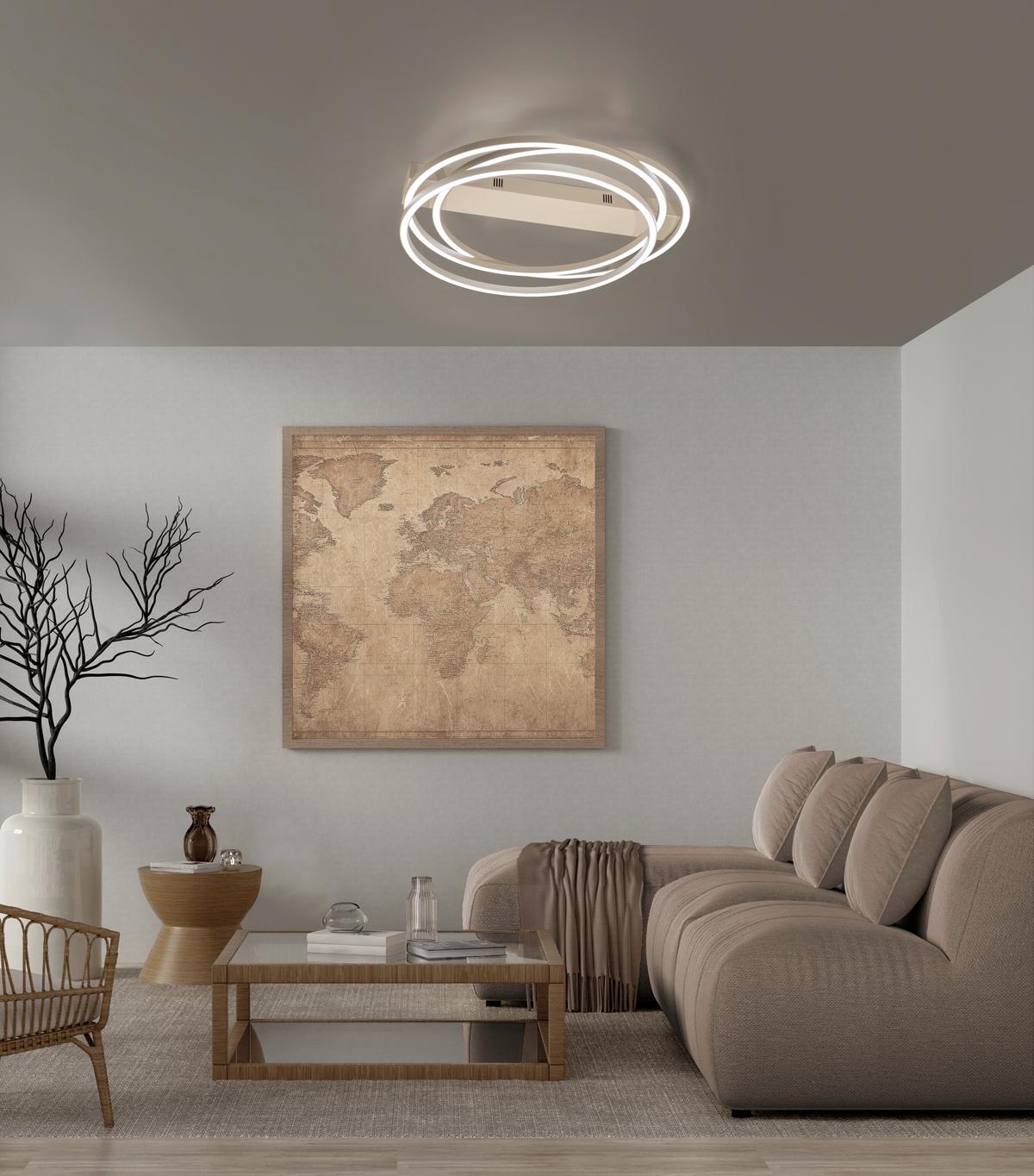 LAMPA SUFITOWA LED 21566 KIKU - kolor piaskowy, Design, metal (56/56/8,5cm) - Fischer & Honsel