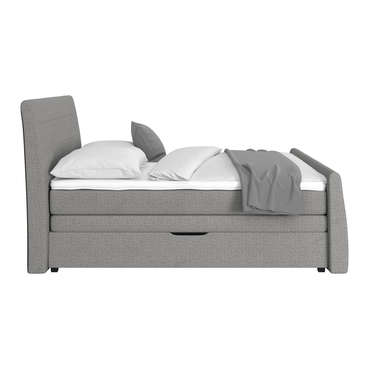 Boxspring Krevet Libra - sivo-smeđa/crna, Konvencionalno, tekstil/plastika (160/200cm)