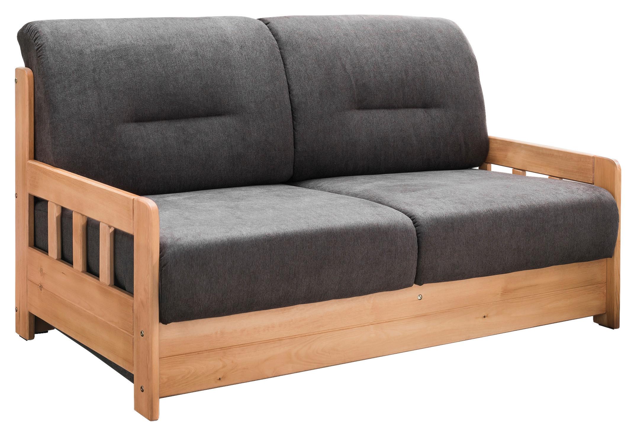 Schlafsofa Camino Dunkelbraun Mikrofaser - Dunkelbraun/Kieferfarben, KONVENTIONELL, Holz/Textil (154/88/90cm) - Livetastic
