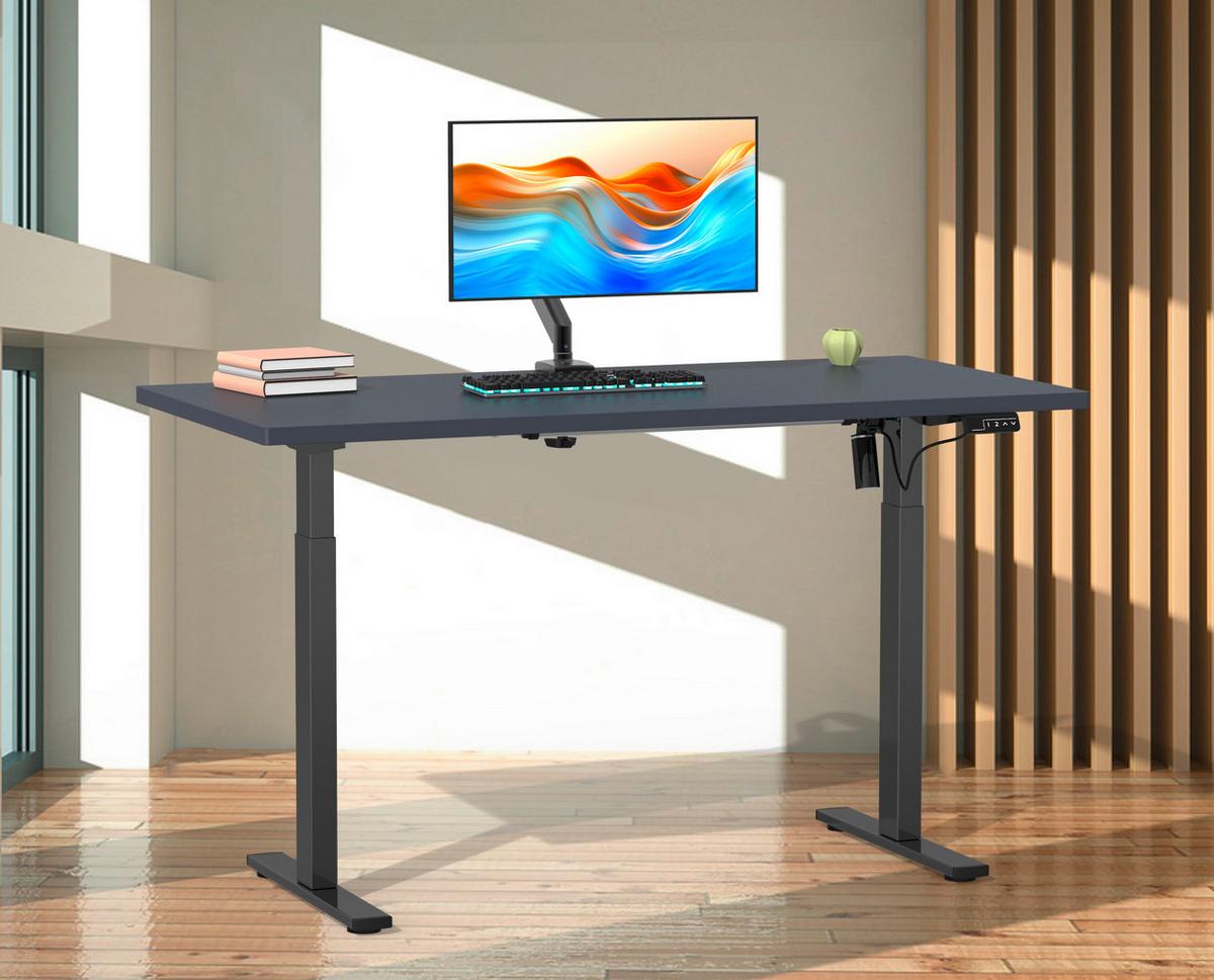 SCHREIBTISCH E-LONA - Anthrazit/Silberfarben, Design, Holzwerkstoff/Metall (110/71/80cm) - MID.YOU