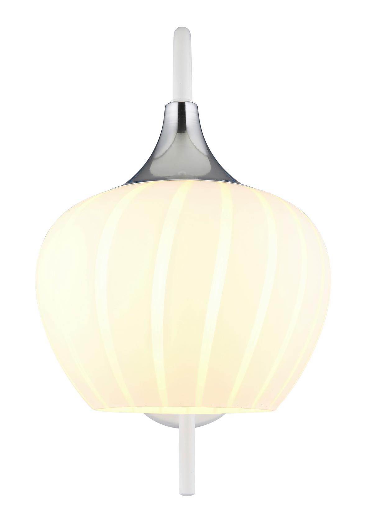 Wandleuchte Maxy Weiss/Chromfarben max. 40 Watt - Chromfarben/Weiss, Konventionell, Glas/Metall (18/25/32cm) - Globo