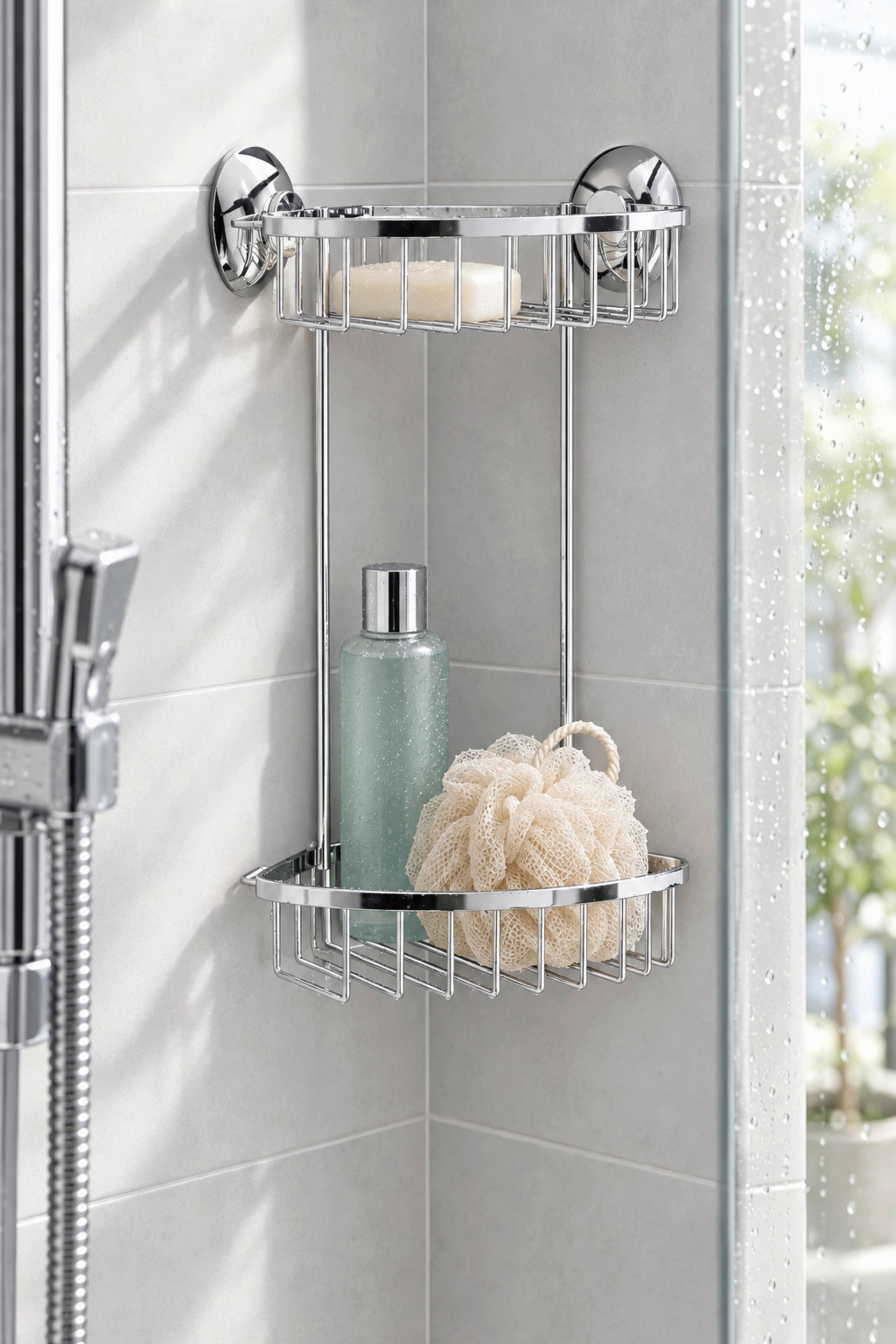 ÉTAGÈRE DE DOUCHE LESLEY -SB- - couleur chromée, métal (17,5/30/17,5cm) - Mömax