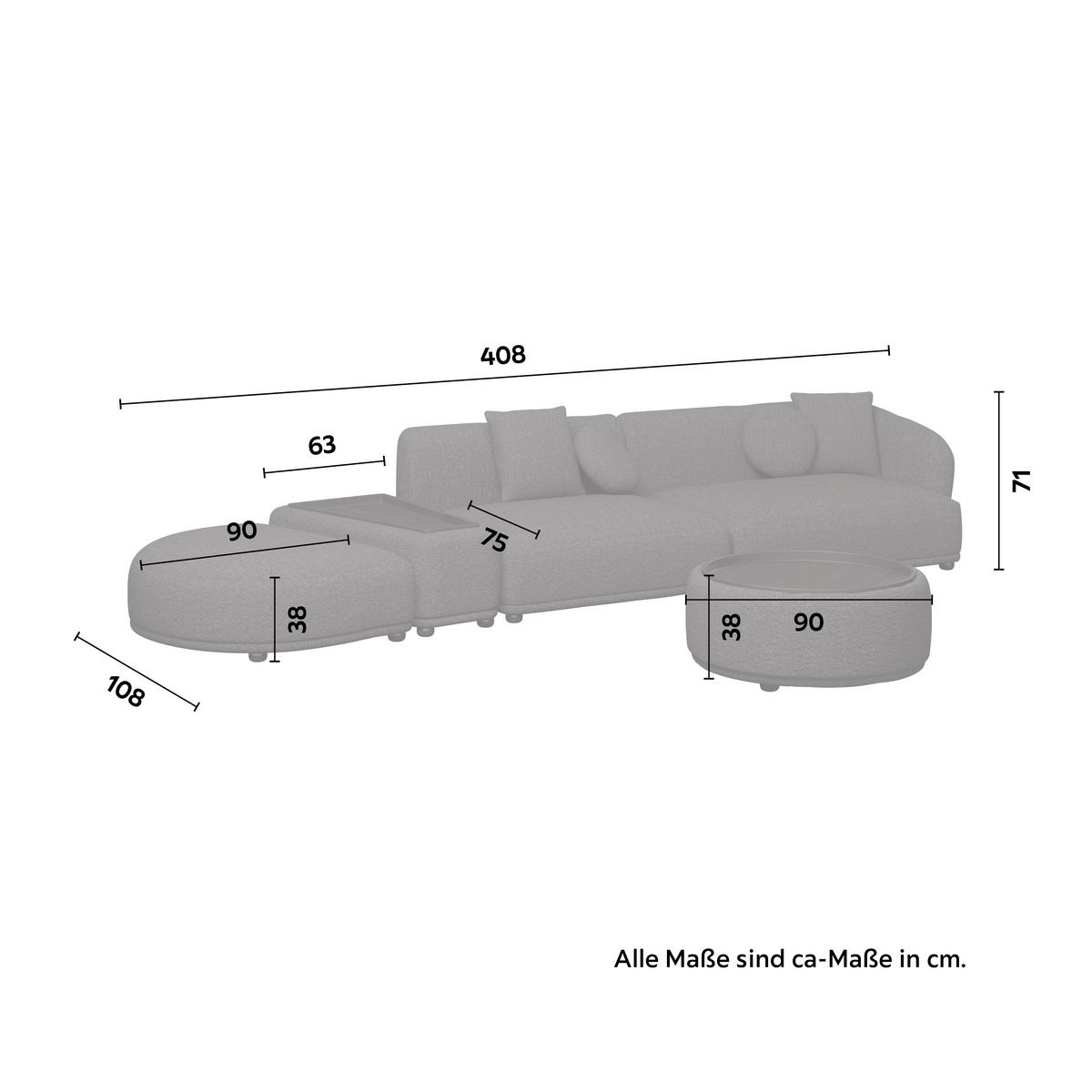 Wohnlandschaft Kira Chenille Schwarz - Schwarz, MODERN, Holz/Textil (408/108cm) - Bessagi Home