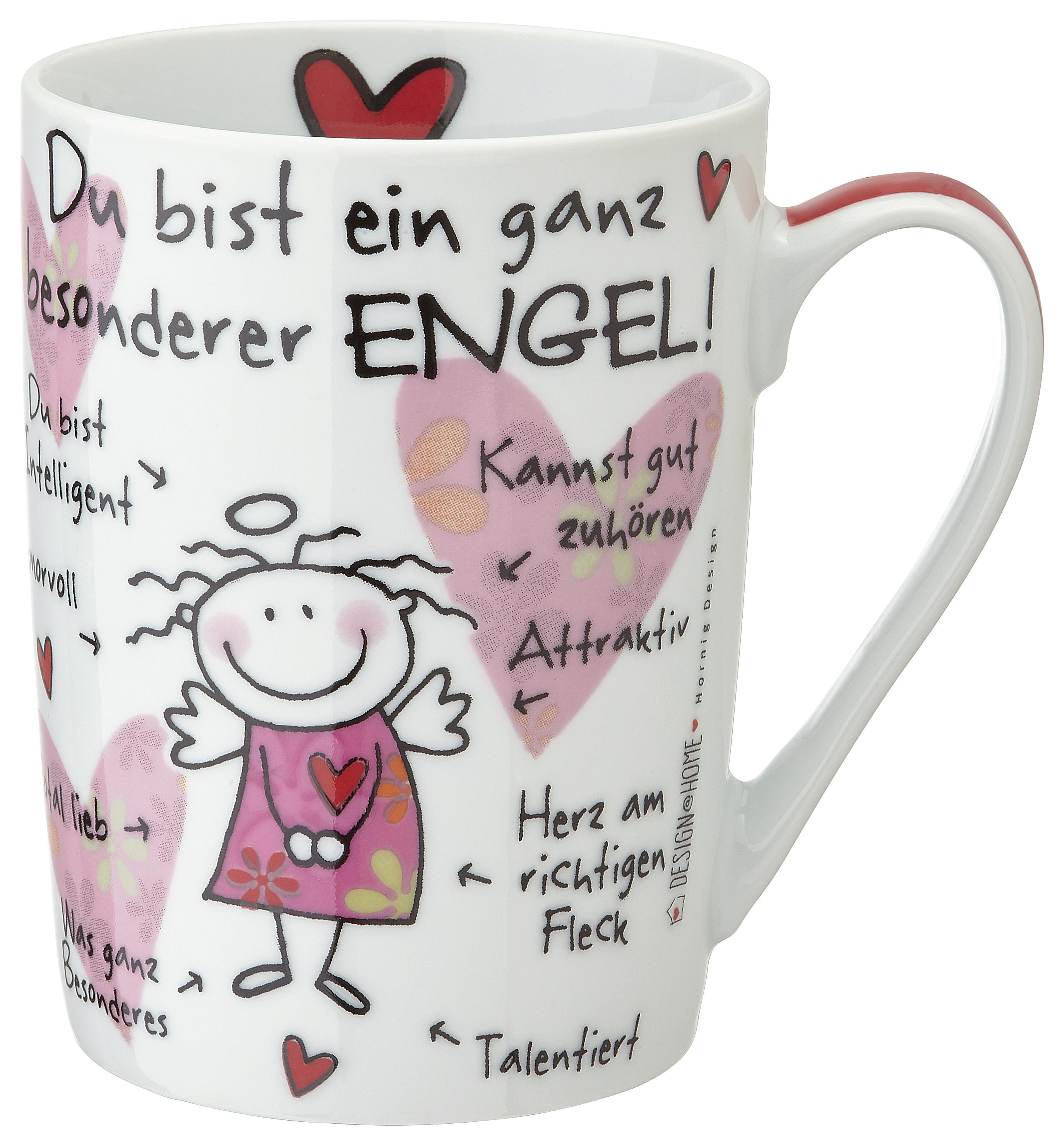 Kaffeebecher Besonderer Engel ca. 250ml - Rot/Rosa, KONVENTIONELL, Keramik (7,5/10cm)