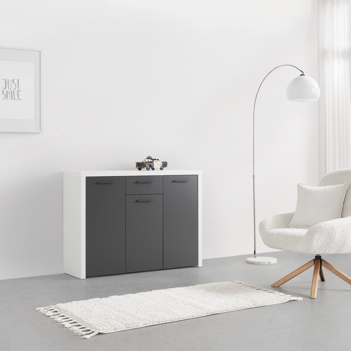 Sideboard Modica in Anthrazit/Weiß - Anthrazit/Weiß, MODERN, Holzwerkstoff/Kunststoff (119/88/38cm) - Mömax