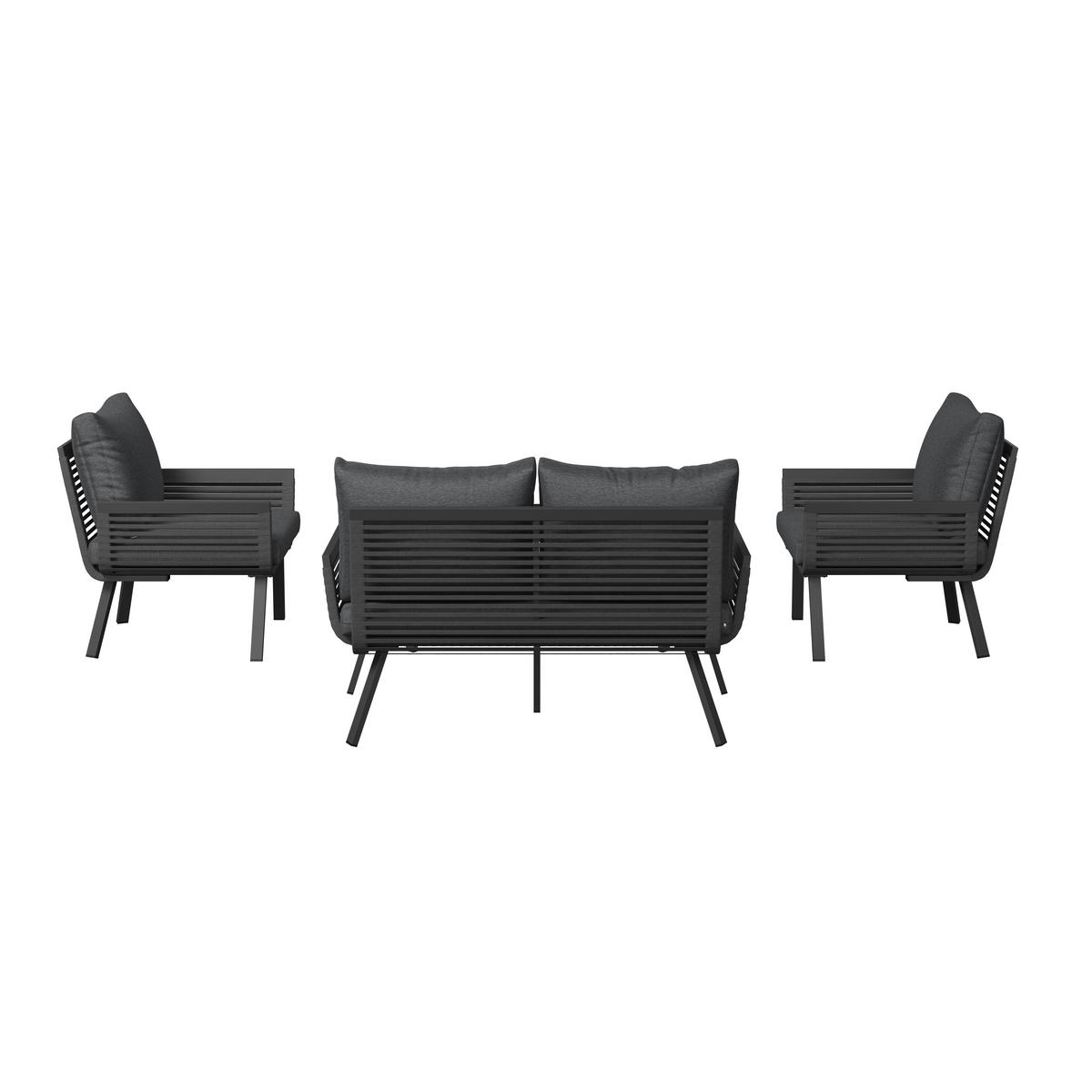 KOMPLET MEBLI TARASOWYCH VICTORIA - antracytowy/czarny, Modern, metal/tkanina (125/74/74cm) - Ambia Garden