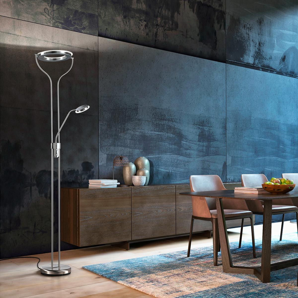 LAMPA LED OŚWIETLAJĄCA SUFIT 40469 DAVOS - kolor niklowy, Design, metal (36/47/180cm) - Fischer & Honsel