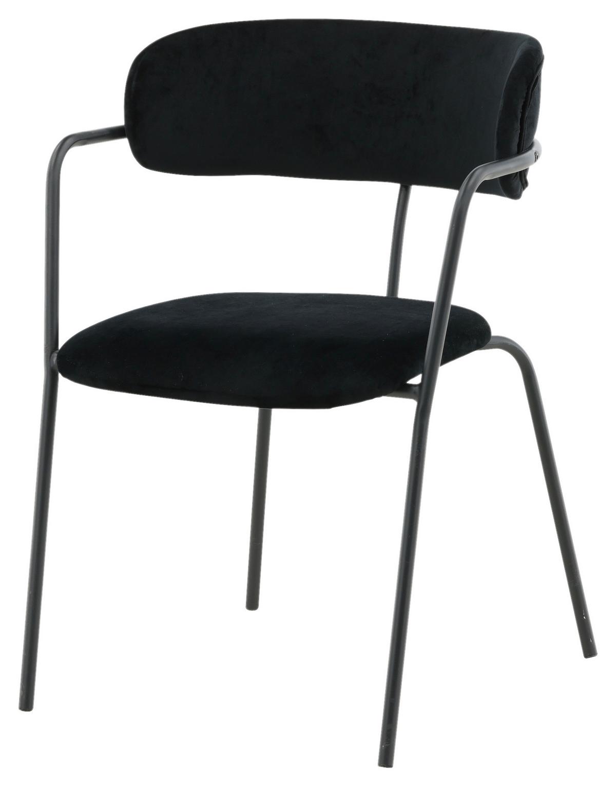 Stuhl-Set Arrow 2er-Set ca. 58x79 cm Samt Schwarz - Schwarz, Design, Textil/Metall (58/79/61cm) - Livetastic