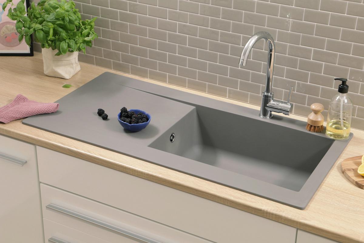 Spüle Respekta Denver 100X501BG Grau - Grau, Trend, Glas/Kunststoff (100/19,8/50cm) - Respekta