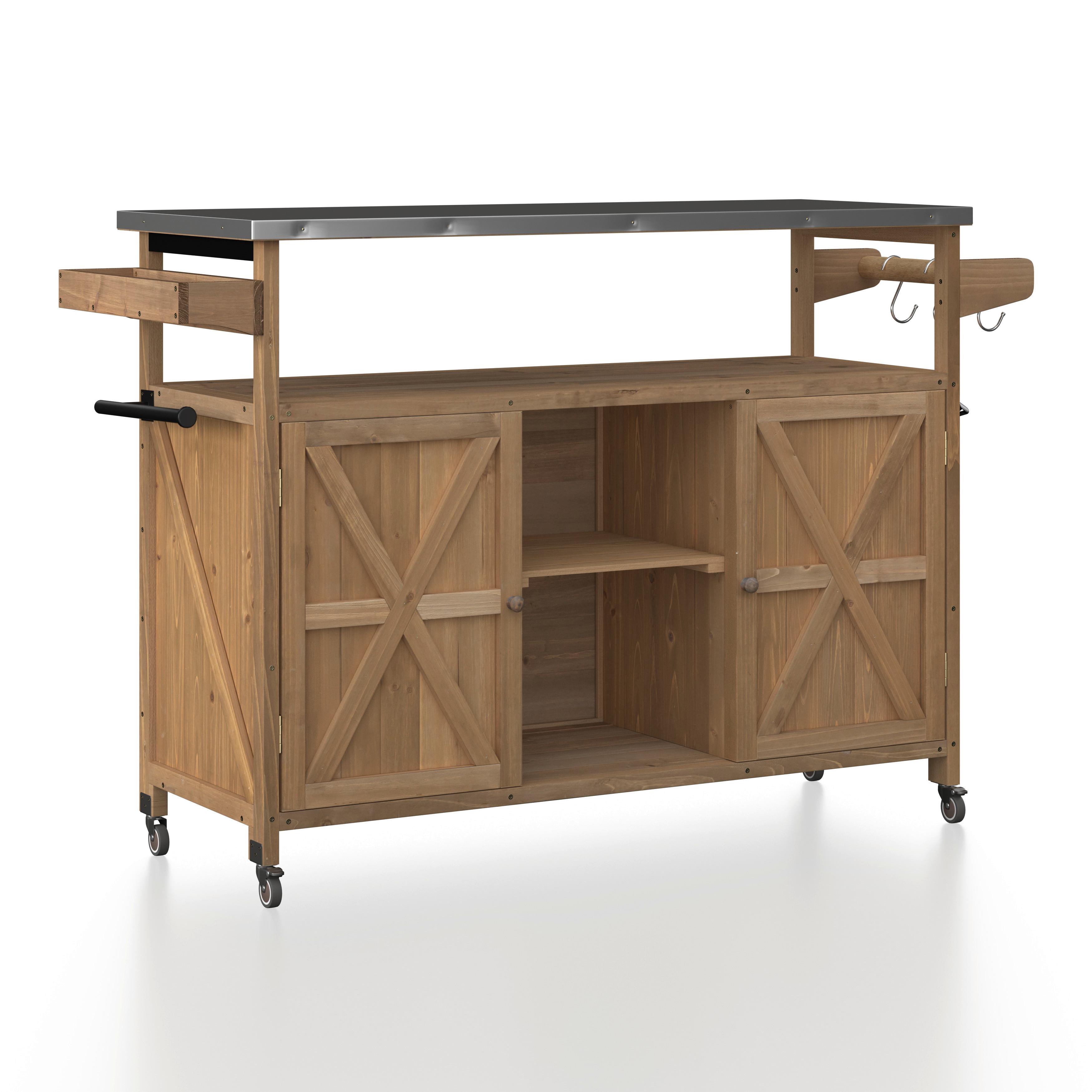 Gartenschrank Ali Tannenfarben aus Echtholz - Tannenholzfarben, MODERN, Holz/Metall (143/92/47cm) - Bessagi Garden