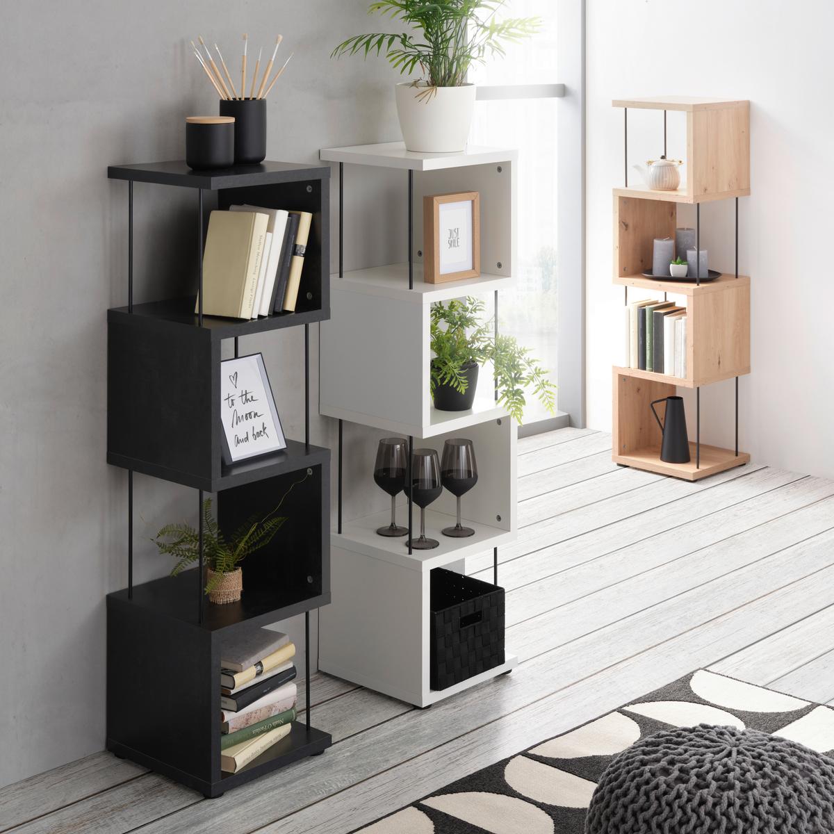 Stoječ Regal Sticks, Barva Hrasta - črna/barve hrasta, Moderno, umetna masa/leseni material (33/126/33cm) - Mömax