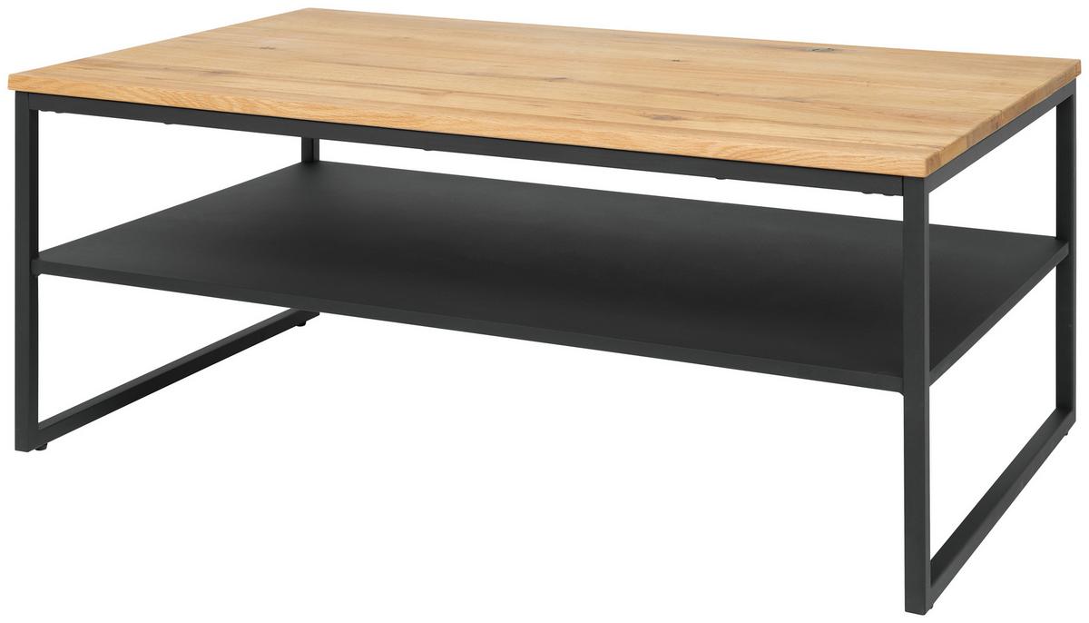 Klubska Miza Vermont 2, Masivno, 105x65 - črna/naravne barve, Moderno, kovina/leseni material (105/44/65cm)