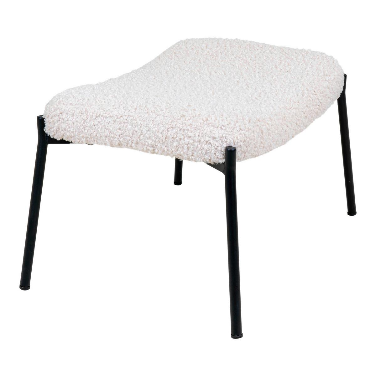 Hocker Glasgow Weiß - Schwarz/Weiß, Basics, Textil/Metall (63/39/42.5cm)