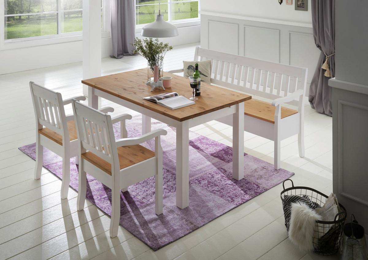 STÓŁ DO JADALNI BOSTON - biały/kolor ługowy, Romantik / Landhaus, drewno (120/78/78cm) - Boxxx
