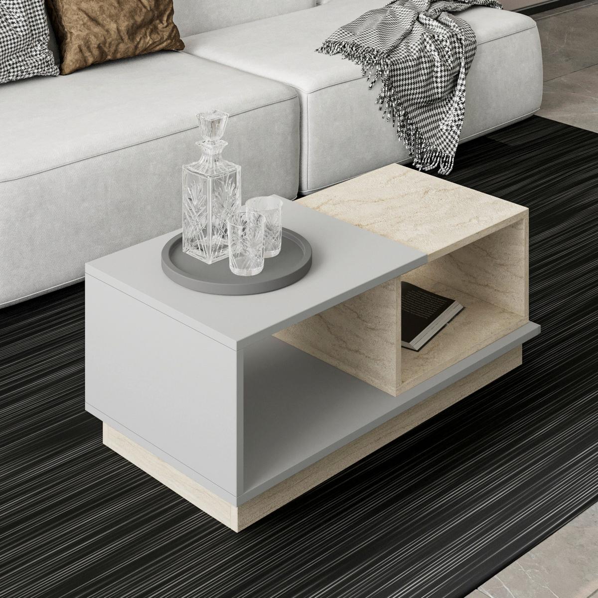 COUCHTISCH CONCEPT COUCHTISCH - Beige/Grau, Design, Holzwerkstoff (90/45/36cm) - Livetastic