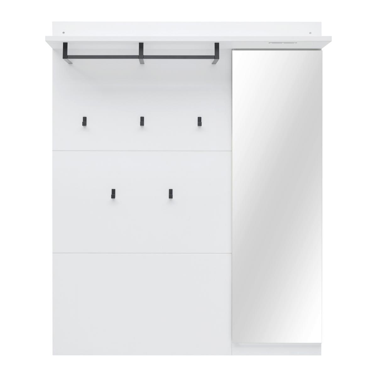 Garderobenpaneel Dallas Weiss - Weiss, Modern, Glas/Holzwerkstoff (120/149/30cm) - Mömax