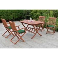 Gartentischgruppe Rio 9-tlg. Echtholz/Grün - Eukalyptusholzfarben/Grün, KONVENTIONELL, Holz/Textil - Gardenson