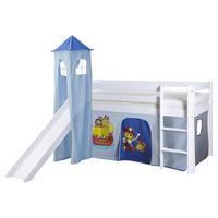 Igralna Postelja Kasper, 90x200, Modra, Tobogan, Stolp - modra/bela, Natur, les (90/200cm) - Livetastic