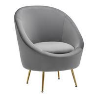 Sessel Lou ca. 80x92x75 cm Grau Samt - Goldfarben/Grau, MODERN, Textil/Metall (80/92/75cm) - Bessagi Home