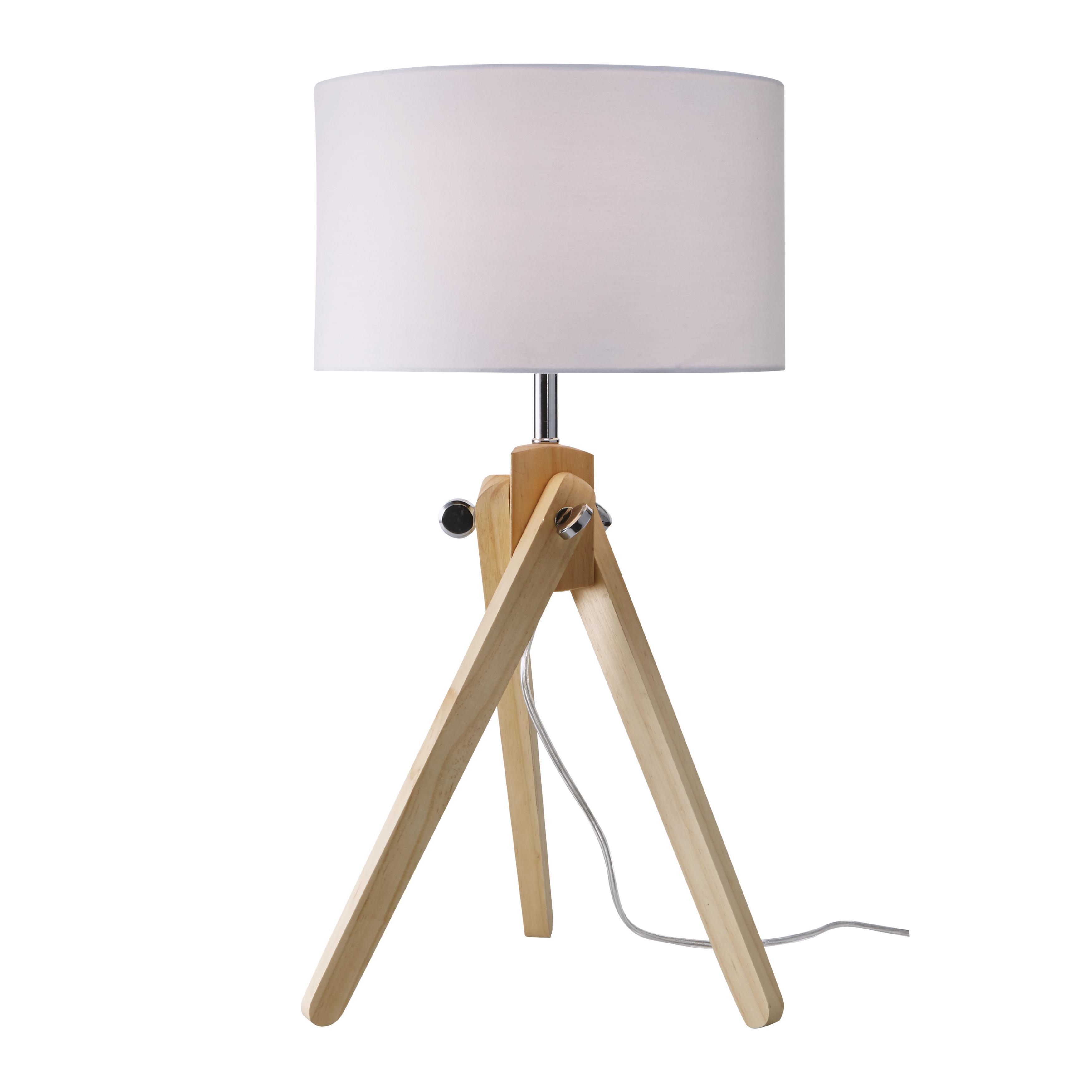 TISCHLEUCHTE max. 60 Watt 'Finlay' - Weiß/Kieferfarben, MODERN, Holz/Textil (30/57cm) - Bessagi Home