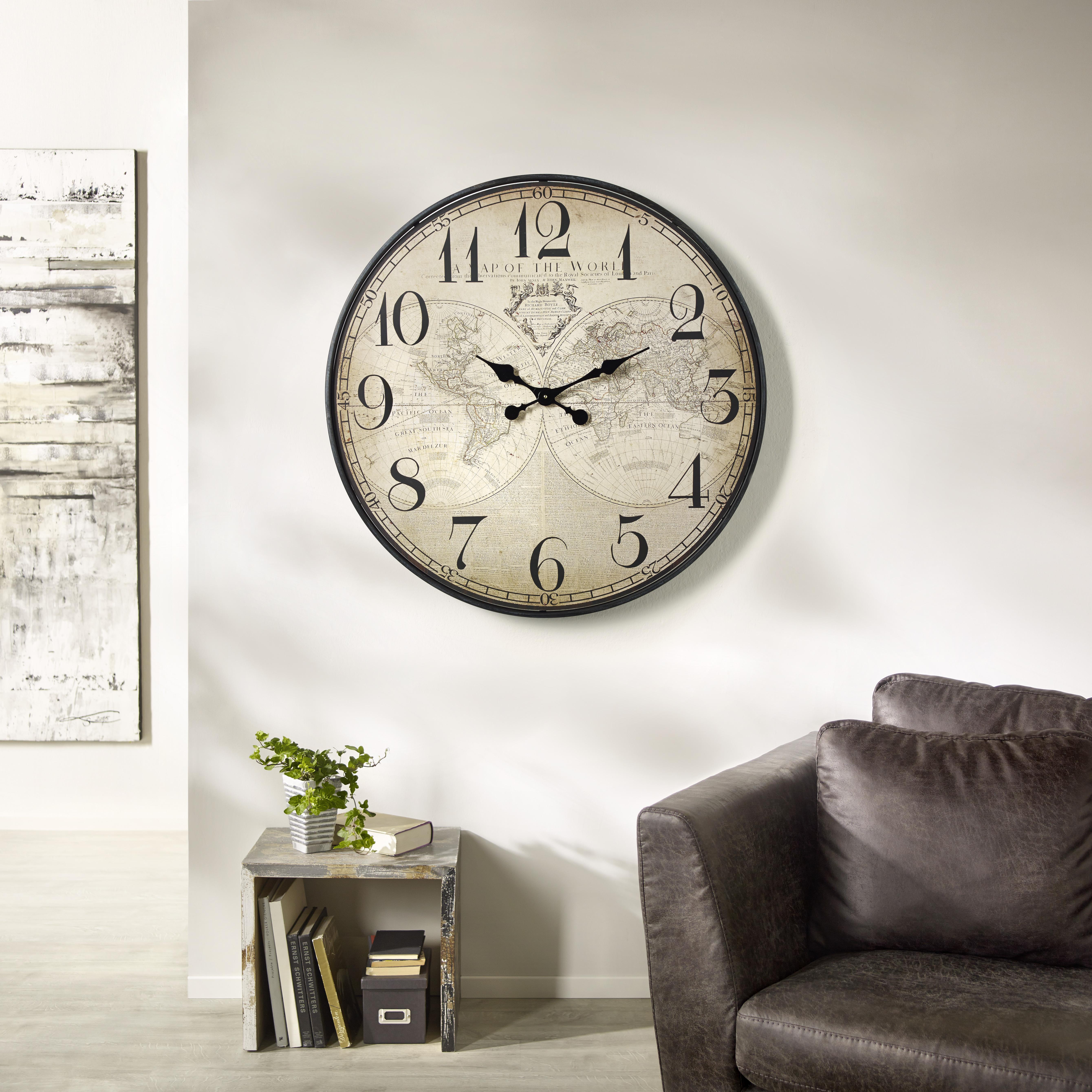 ZEGAR ŚCIENNY HLCQ148904G - różnokolorowy, Basics, metal/drewno (80cm) - Ambia Home
