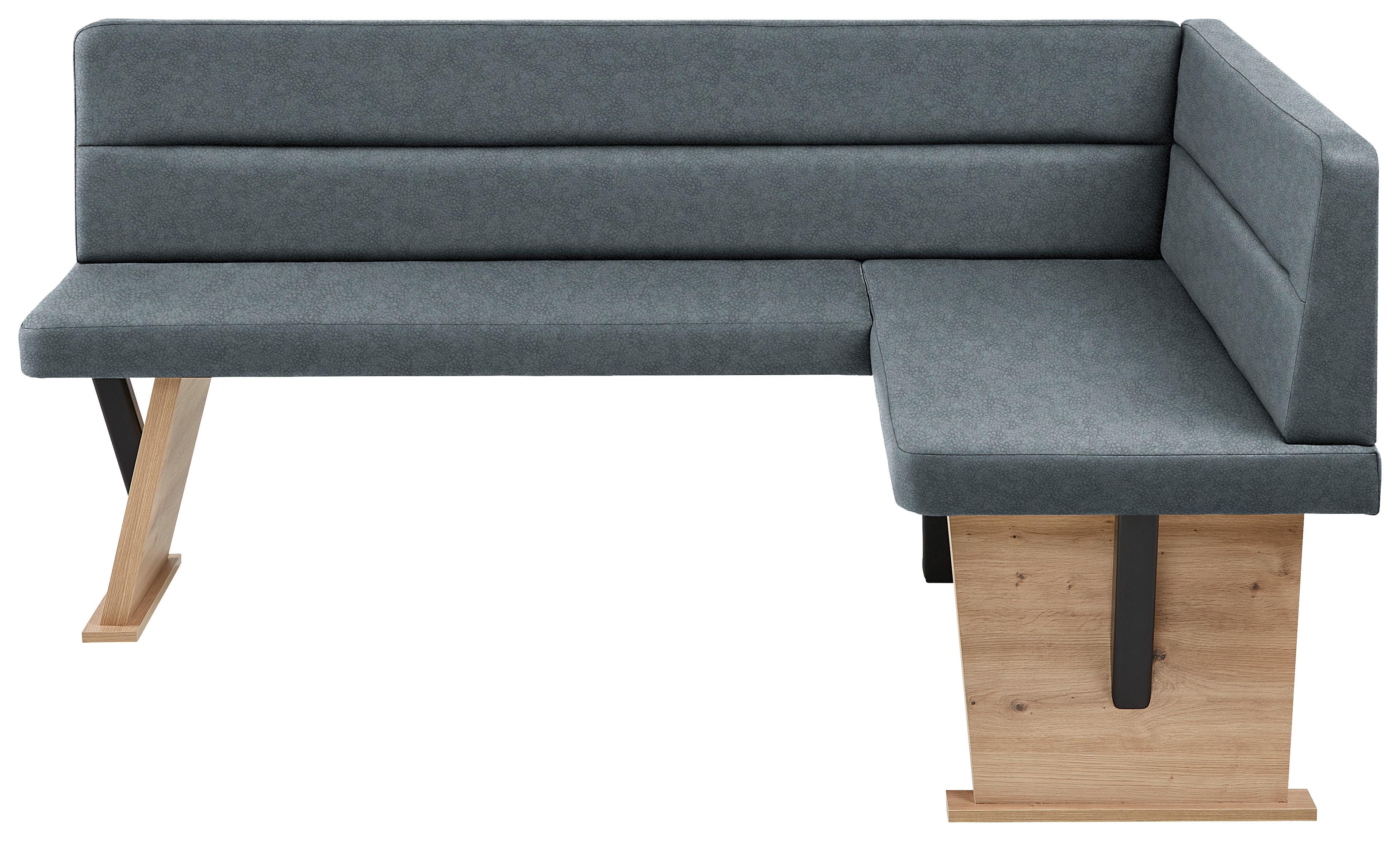Eckbank Solar in Anthrazit Lederlook - Anthrazit/Eiche Artisan, Basics, Holz/Textil (181/85/141cm) - Based