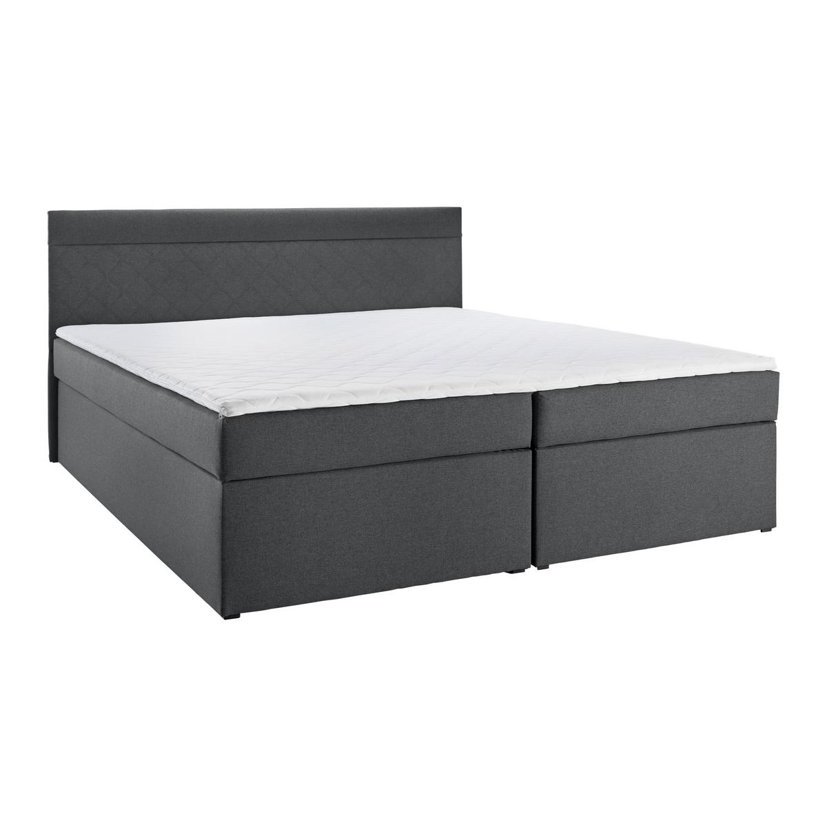 Pat tip boxspring fără arcuri ROSA - gri închis, Modern, lemn/textil (180/200cm) - Bessagi Home