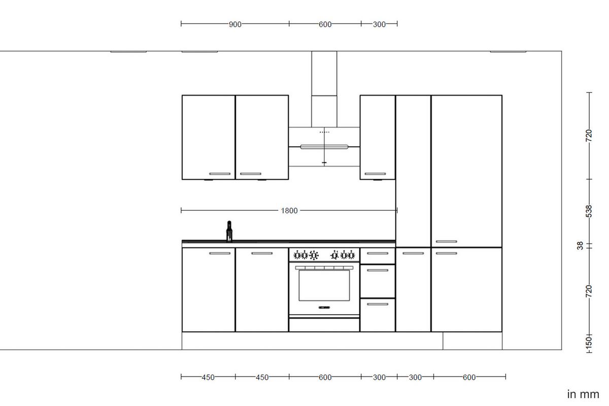 Küchenblock Casada High m. Geräten Schilfgrün - Schilfgrün/Eichefarben, MODERN, Holzwerkstoff/Metall (270cm) - Nobilia