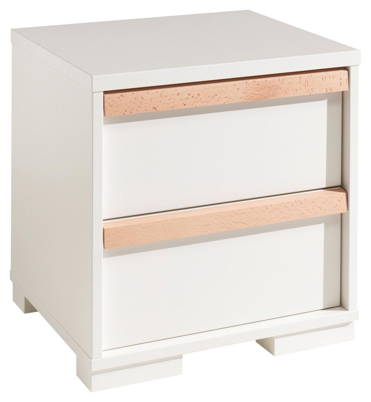 NACHTSCHRANK London B: 48,1 cm Weiß - Buchefarben/Weiß, MODERN, Holz/Holzwerkstoff (48,1/48,8/40cm) - Vipack