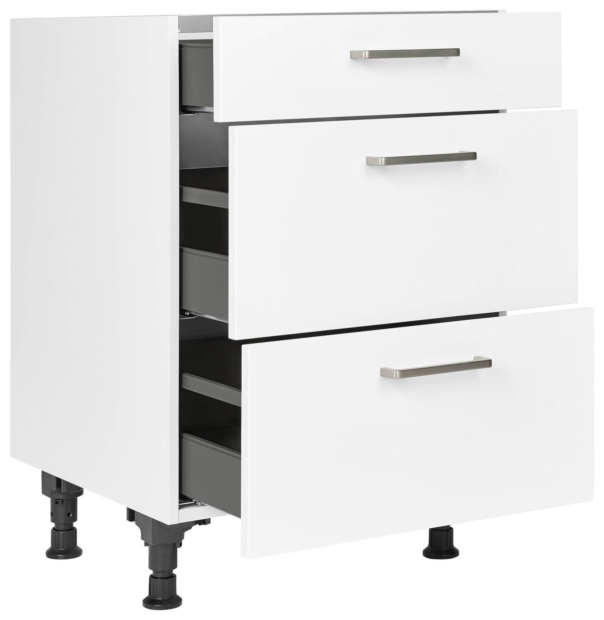 Kochfeldumbauschrank Touch Weiß - Edelstahlfarben/Weiß, MODERN, Holzwerkstoff/Metall (60/87/56cm) - Nobilia