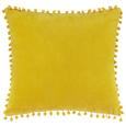 Zierkissen Pompon Gelb 45x45cm - Gelb, Textil (45/45cm) - Mömax modern living