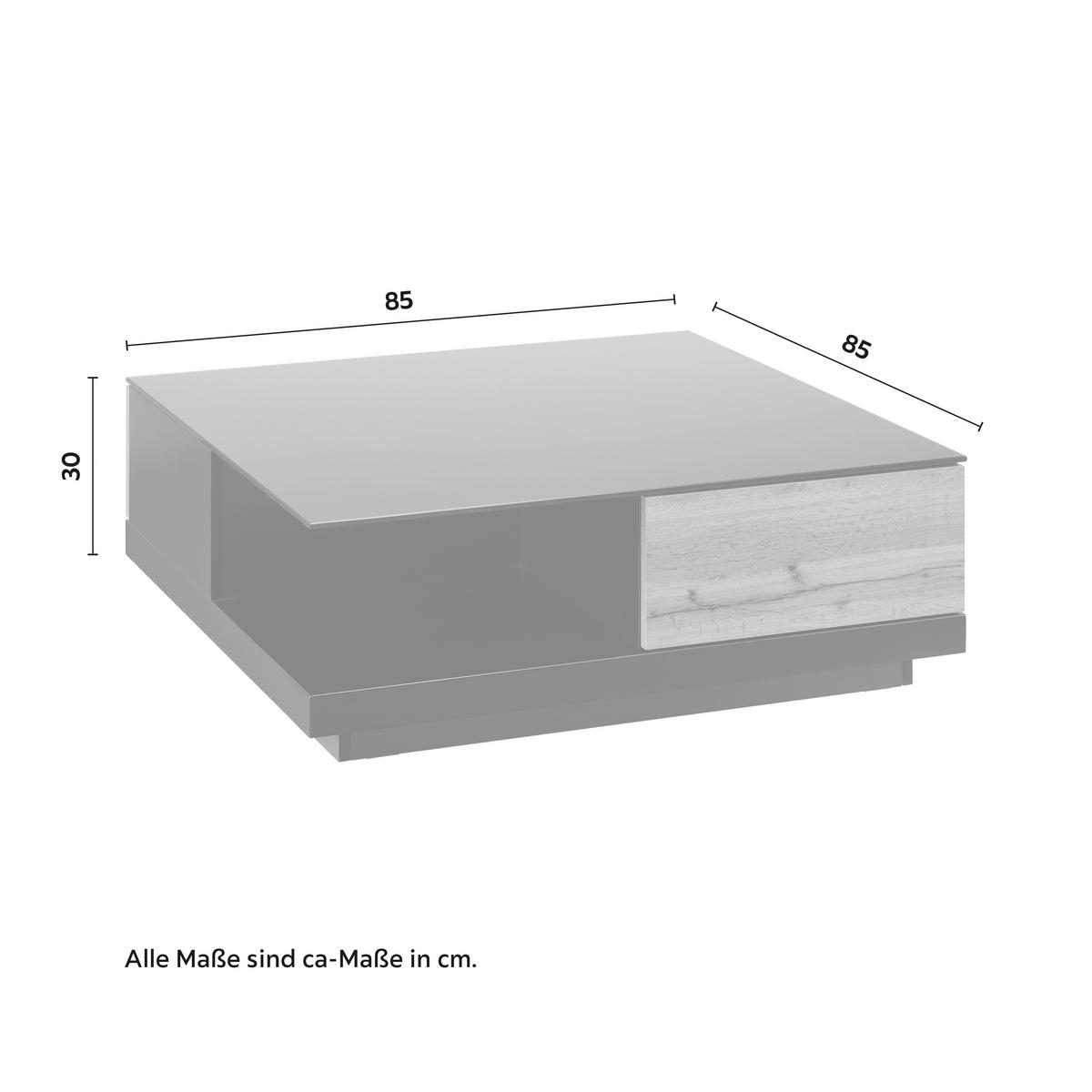 Măsuță de cafea NEVIO - culoare lemn stejar/negru, Modern, sticlă (85/85/30cm) - Bessagi Home