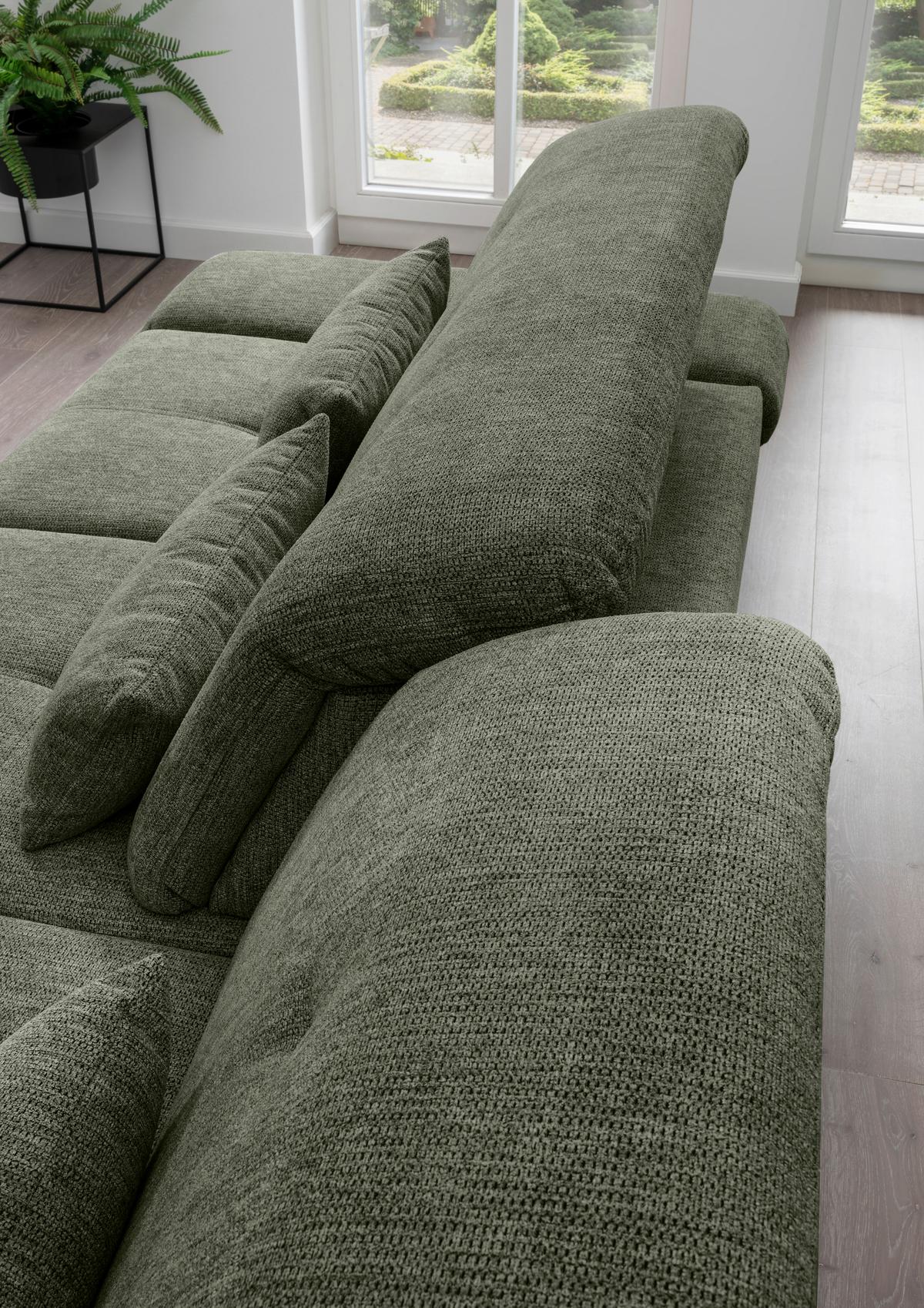 Ecksofa Dalida Dunkel Grün Chenille m. Bettkasten - Chromfarben/Dunkelgrün, Design, Textil/Metall (280/254cm) - Livetastic