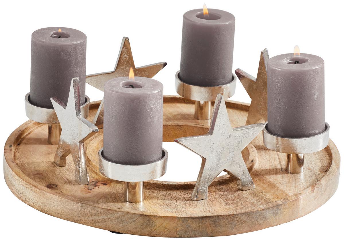 WIENIEC ADWENTOWY 8073710 - kolor naturalny, Natur, metal/drewno (39/13cm) - X-Mas