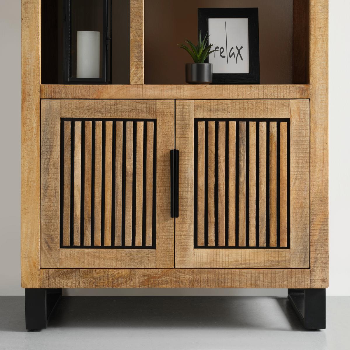 Regal Everest in Naturfarben/Schwarz - Schwarz/Naturfarben, Natur, Holz/Metall (88/180/40cm) - Mömax