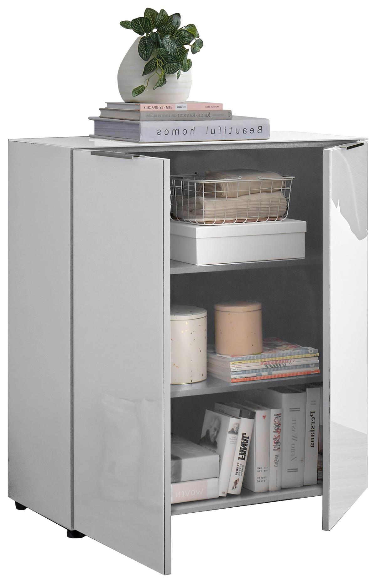 Kommode Siena Weiß - Chromfarben/Schwarz, MODERN, Glas/Holzwerkstoff (90/99/40cm) - Mömax