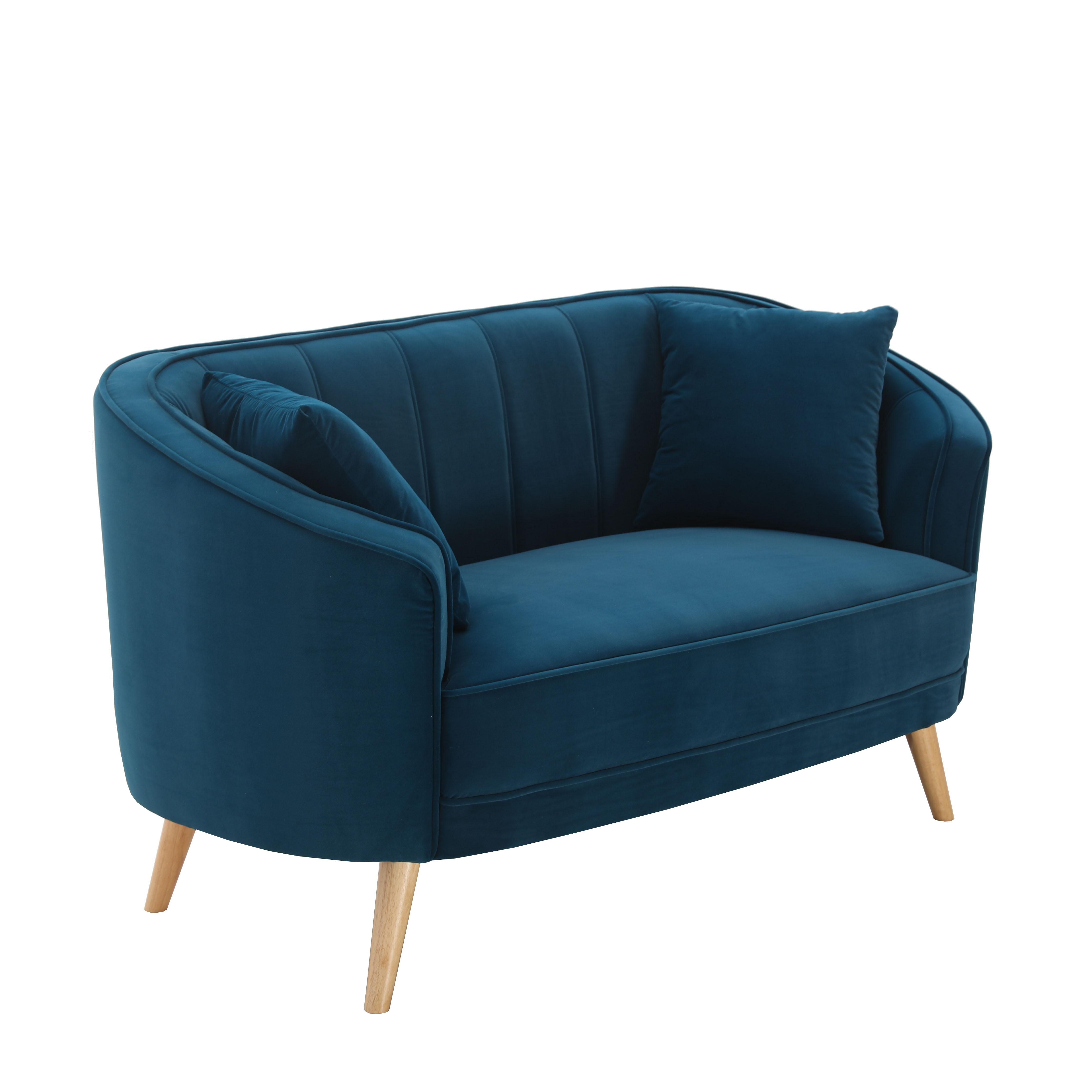 Sofa "Hope", zweisitzer, petrol, Samt - Jadegrün/Naturfarben, MODERN, Holz/Textil (141/77/73cm) - Bessagi Home
