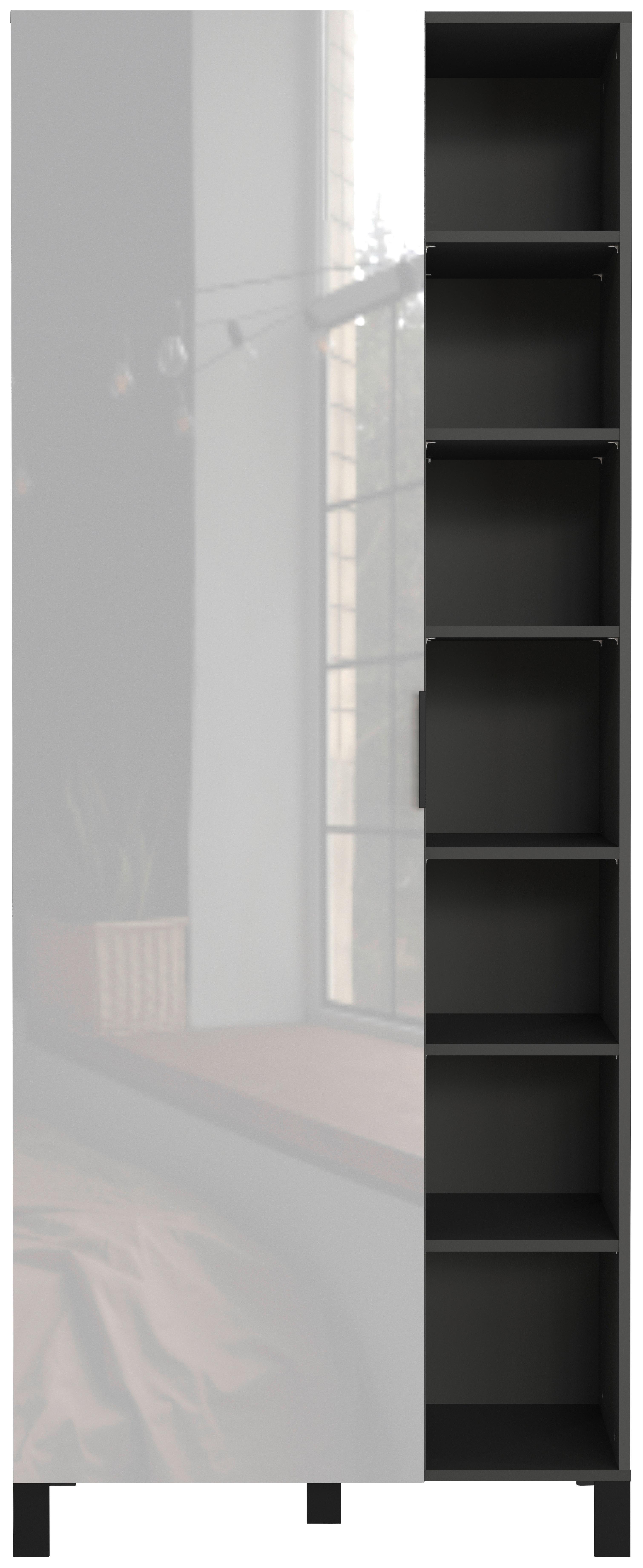 Garderobenschrank Ceduna in Graphitfarben/Grau. - Graphitfarben/Schwarz, MODERN, Glas/Holzwerkstoff (82/202/40cm) - Premium Living