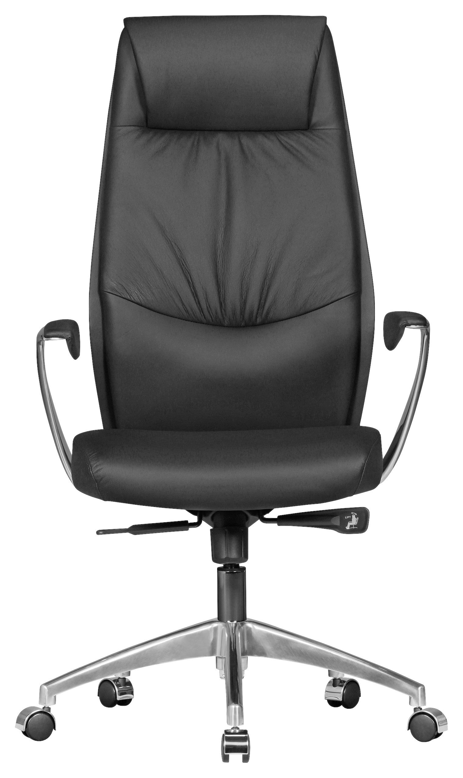 Chefsessel Oxford 1 ca. 67x117x58 cm Schwarz - Silberfarben/Schwarz, MODERN, Leder/Kunststoff (67/117/58cm) - MID.YOU