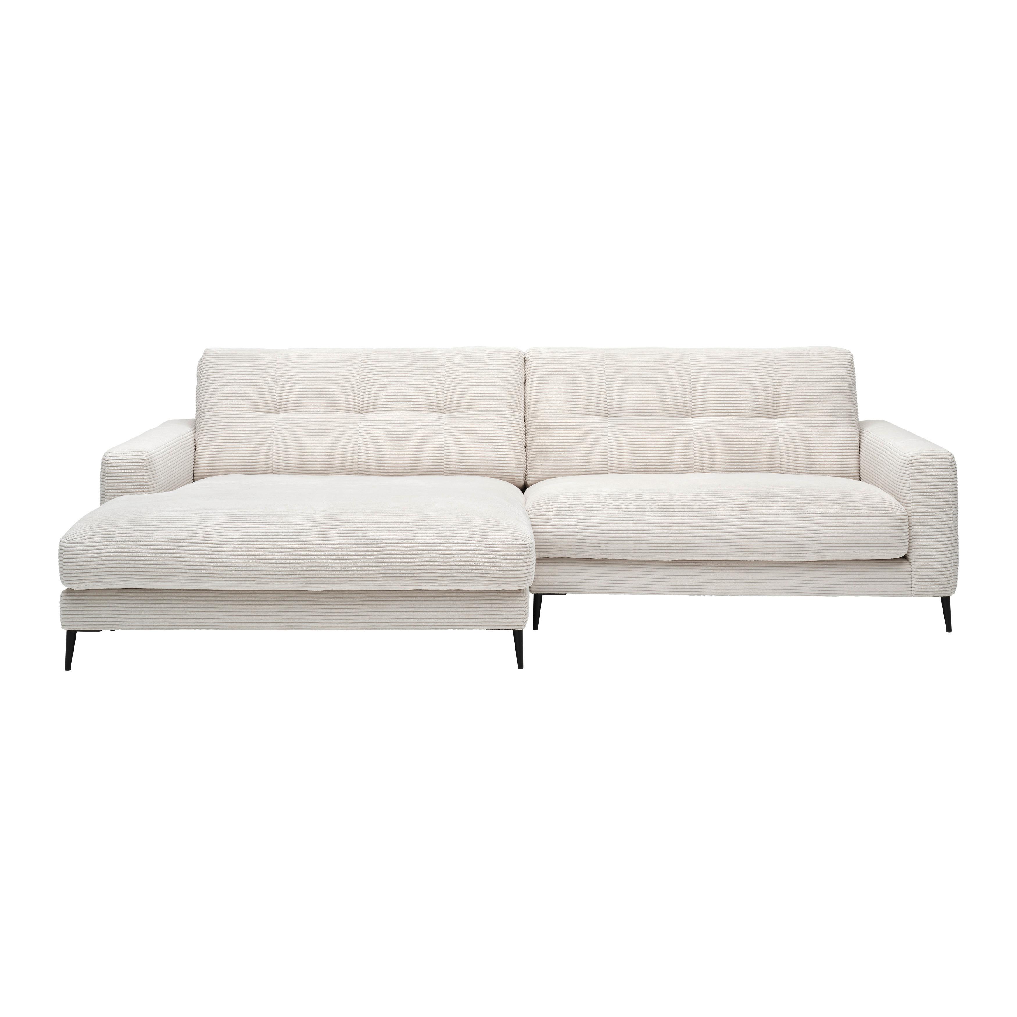 Wohnlandschaft Ubalda Weiß - Schwarz/Weiß, MODERN, Textil/Metall (190/84/272cm) - Premium Living