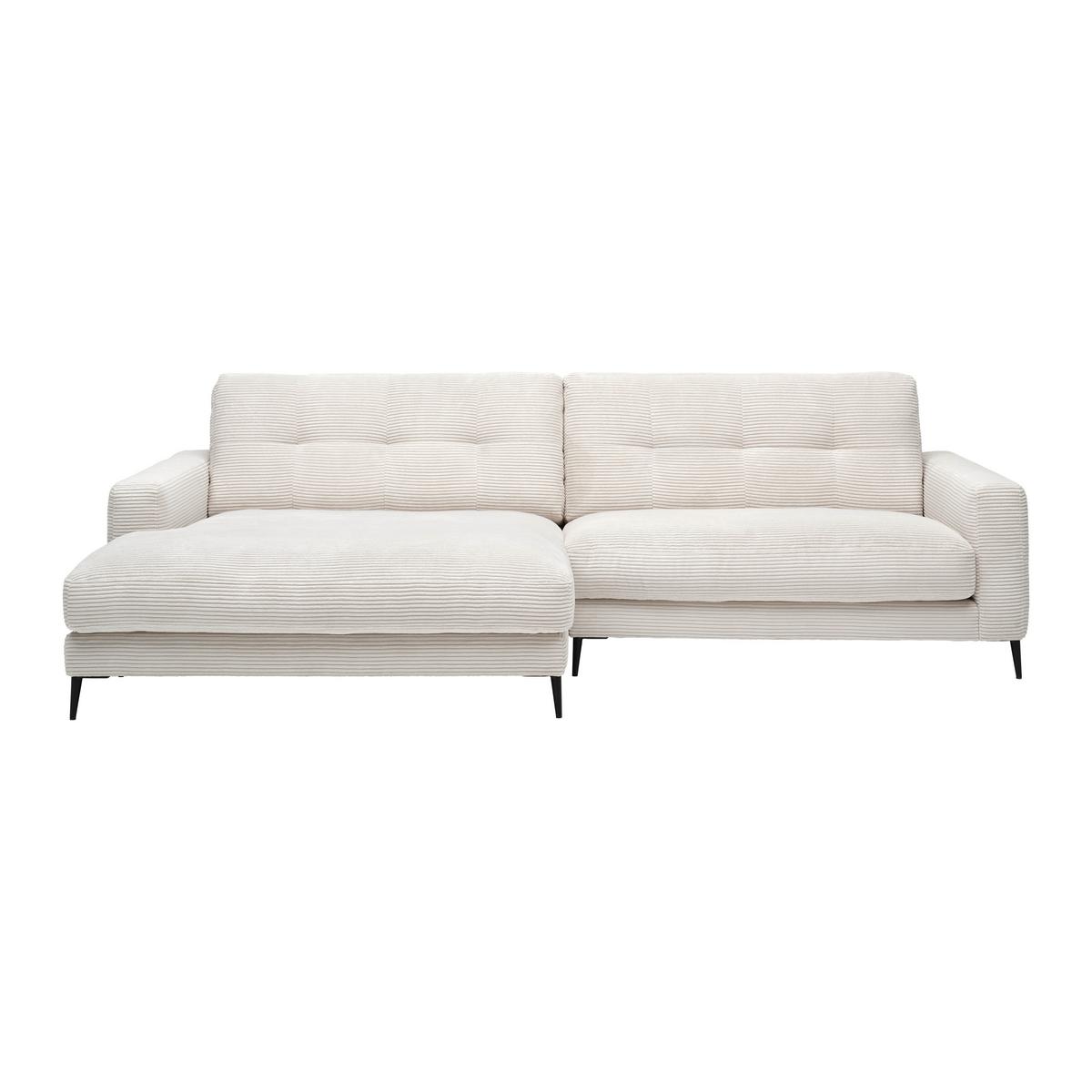 Wohnlandschaft Ubalda Weiß - Schwarz/Weiß, MODERN, Textil/Metall (190/84/272cm) - Premium Living