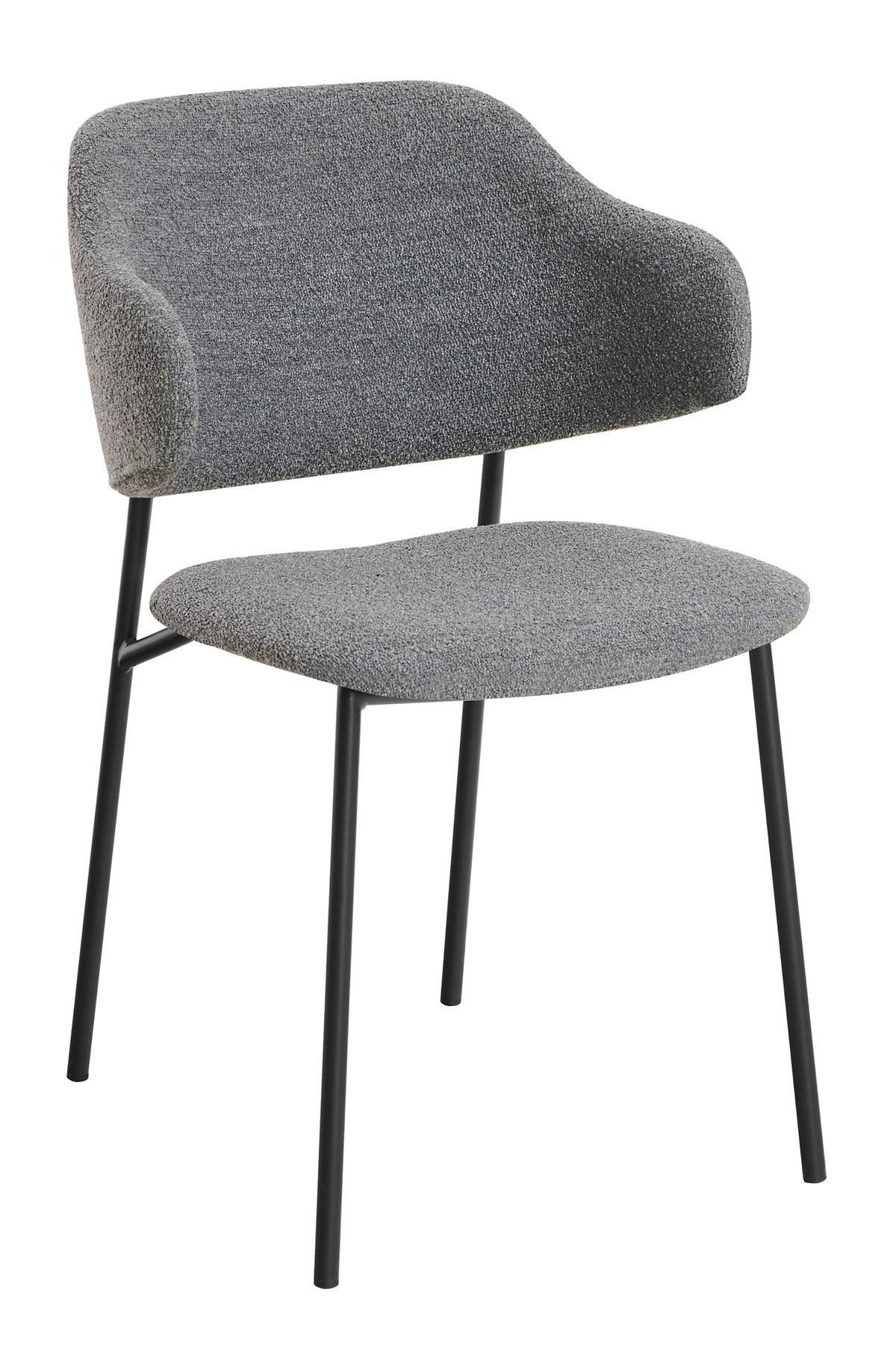 Set Naslanjačev Bouclé, Temno Siva, 2-Delni - temno siva/črna, Moderno, kovina/tekstil (54/83/59cm) - Livetastic