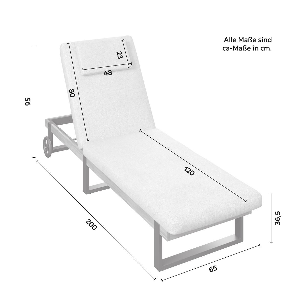 Șezlong Elenyi - crem/gri, Modern, lemn/metal (65/95/200cm) - Bessagi Garden