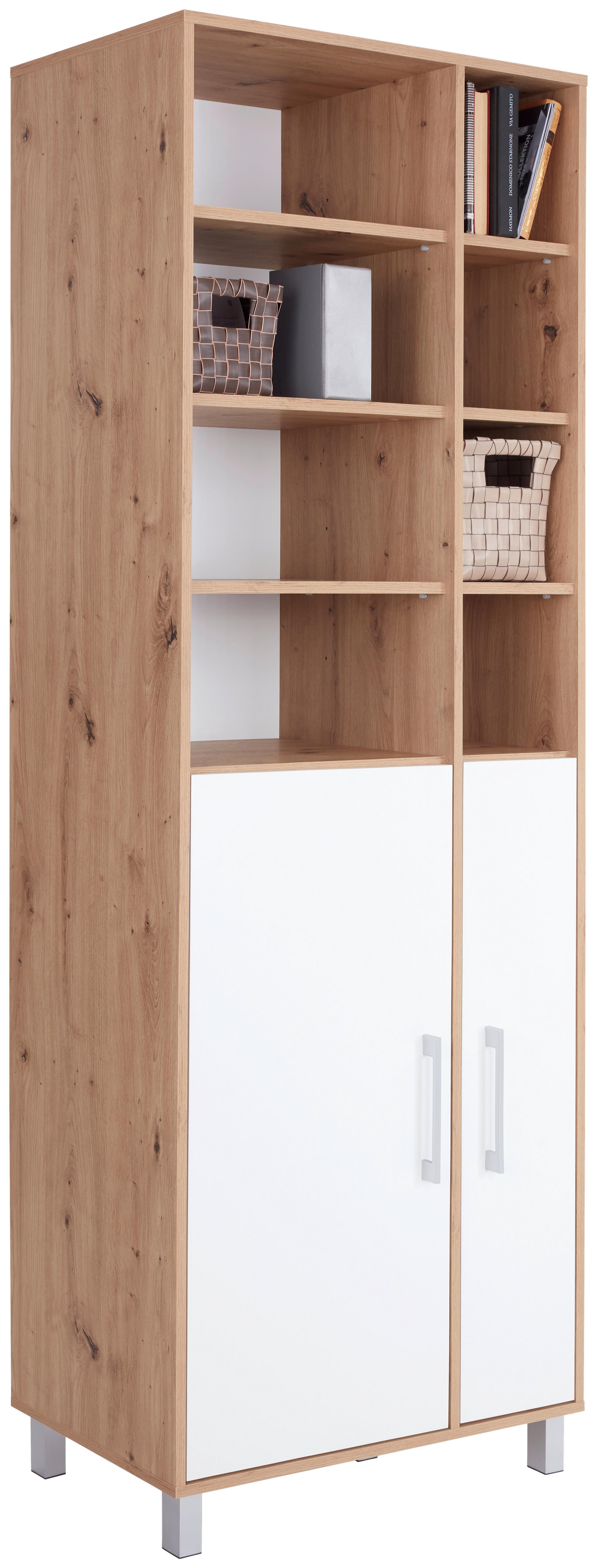 Regal Box, Bela, Barva Hrasta - barve hrasta/bela, Moderno, umetna masa/leseni material (75/205/40cm) - Modern Living
