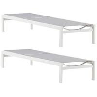 SONNENLIEGE COPACABANA - Weiß/Grau, KONVENTIONELL, Metall (60/30/195cm) - Gardenson